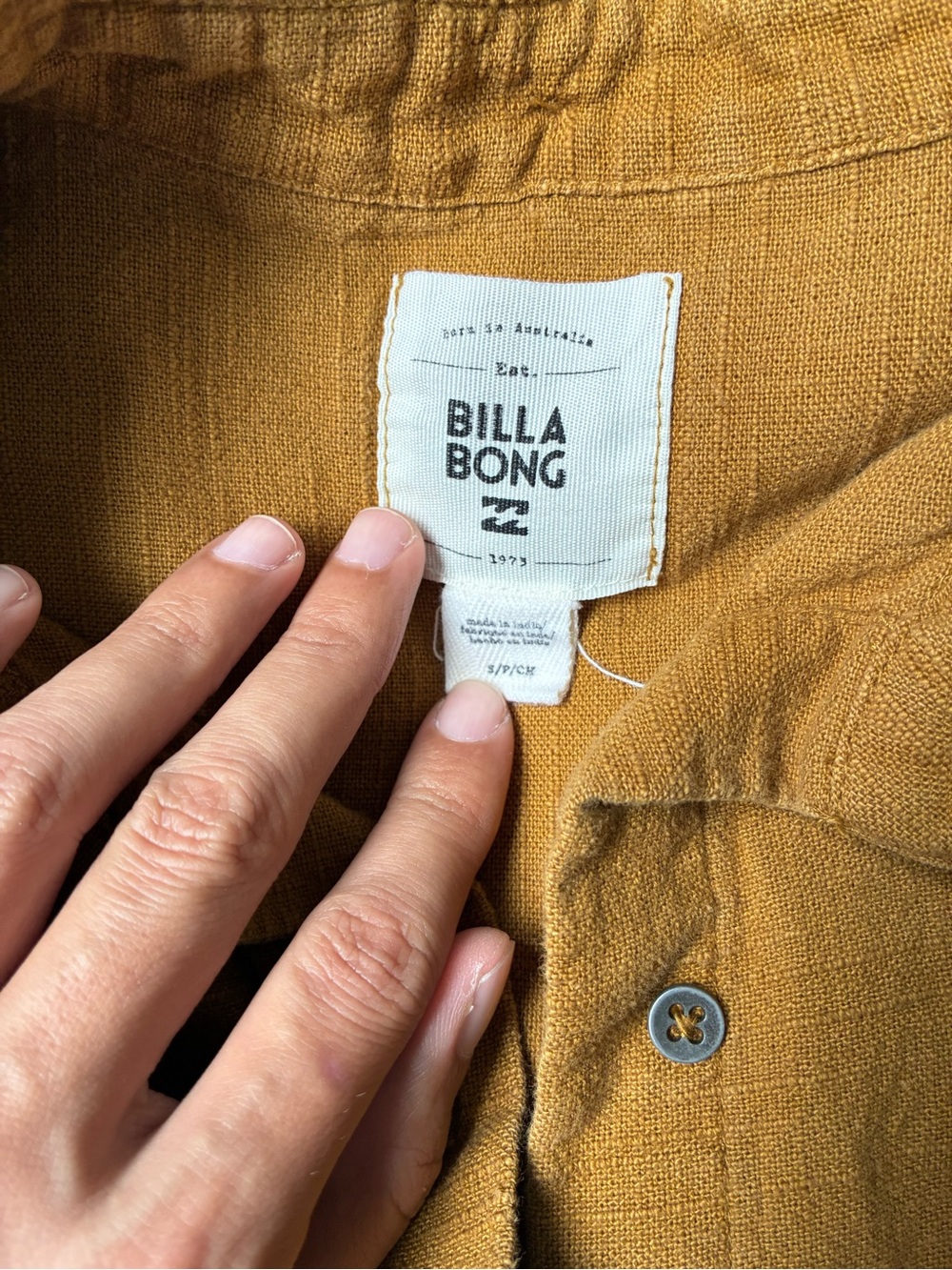 Billabong Women's Mustard Brown Button-Up Shirt - Picture 2 of 6